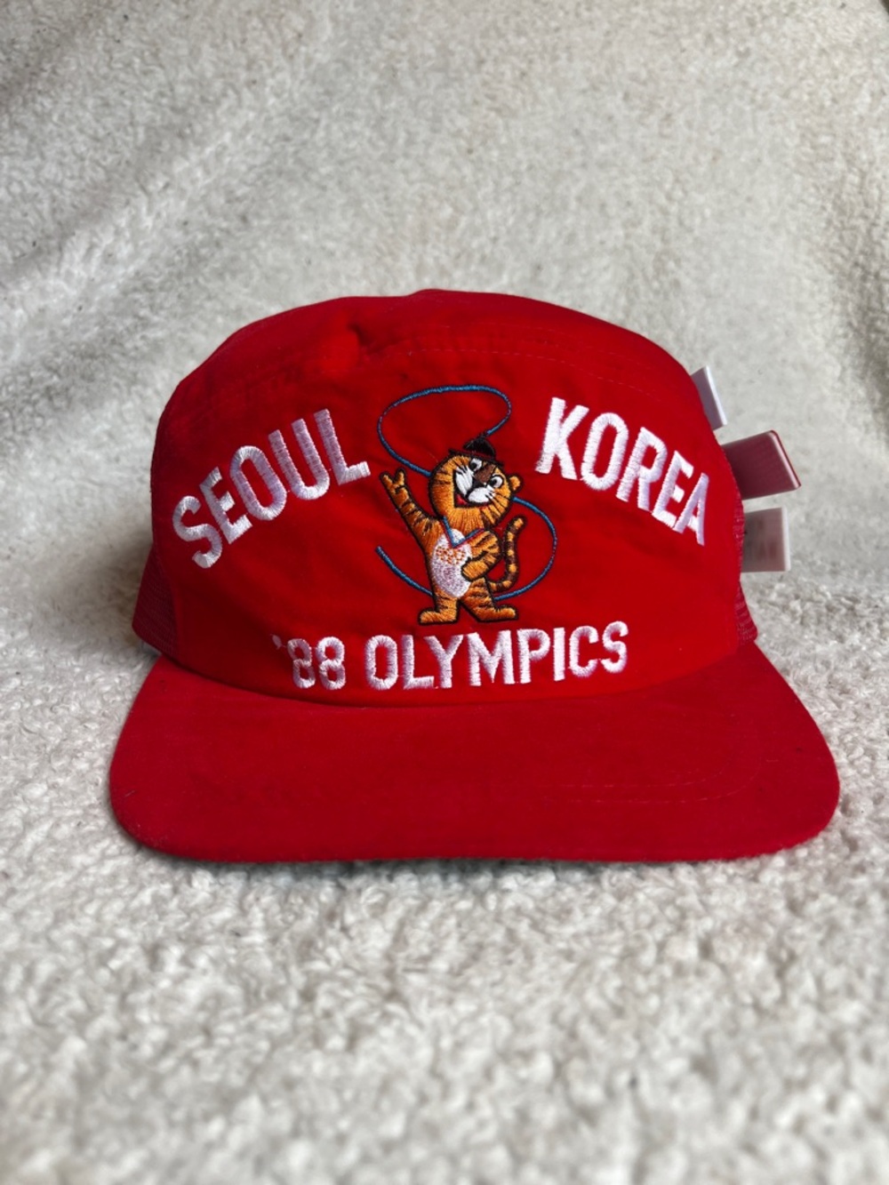 Red Seoul Korea '88 Olympics Tiger Mesh Snapback Hat